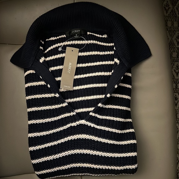 NWT JCrew Relaxed collared sweater in stripe - Navy - Small - Picture 9 of 9